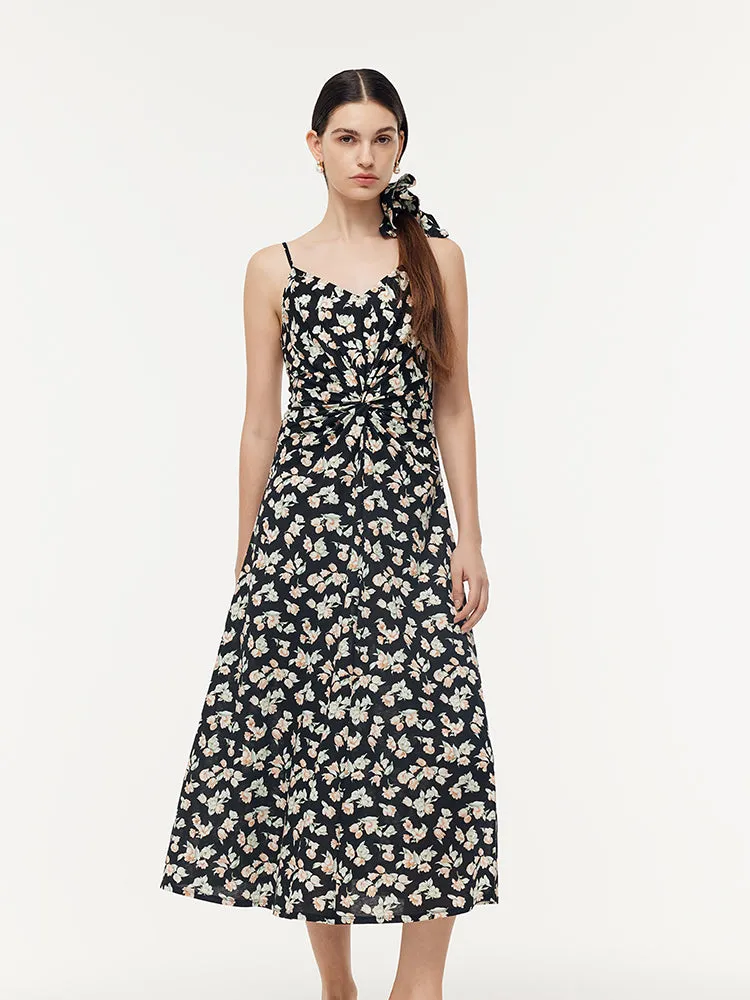 100% Cotton Strap Maxi Dress And Lyocell Cardigan Two-Piece Set