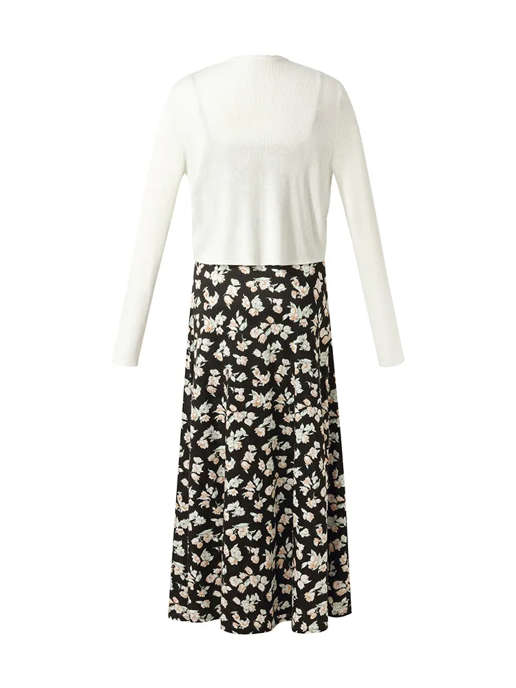 100% Cotton Strap Maxi Dress And Lyocell Cardigan Two-Piece Set