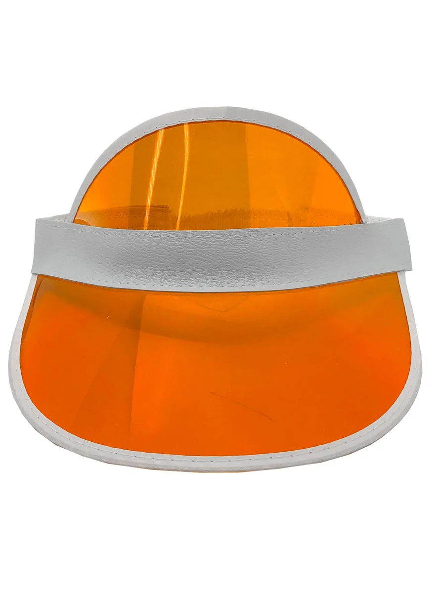 1980s Orange Visor Adults Costume Hat