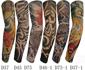 2 Pieces/lot Summer Fake Tattoo Arm Sleeves Fashion Men/Women Sunscreen Cycling Arm Sleeves Under T shirt Dress Stockings
