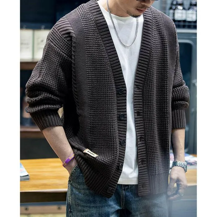 American Heavy V-neck Knit Cardigan P0397