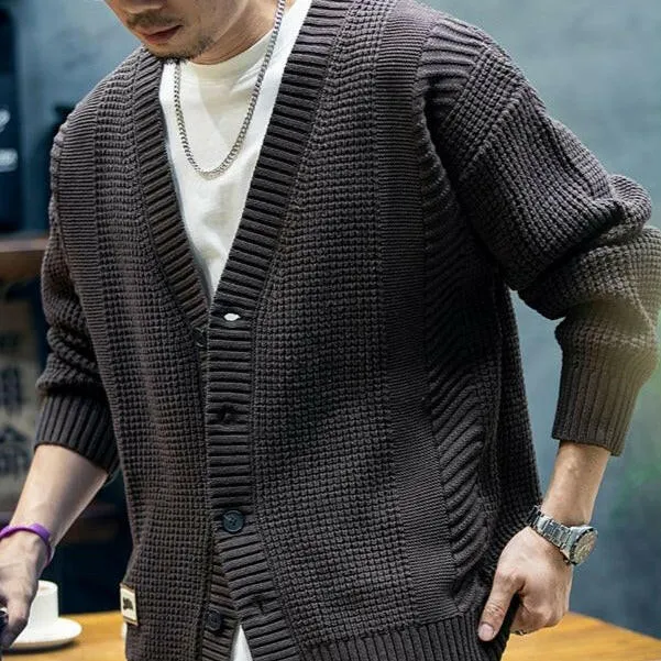 American Heavy V-neck Knit Cardigan P0397