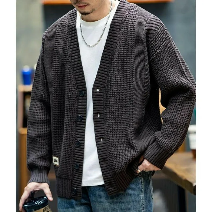 American Heavy V-neck Knit Cardigan P0397