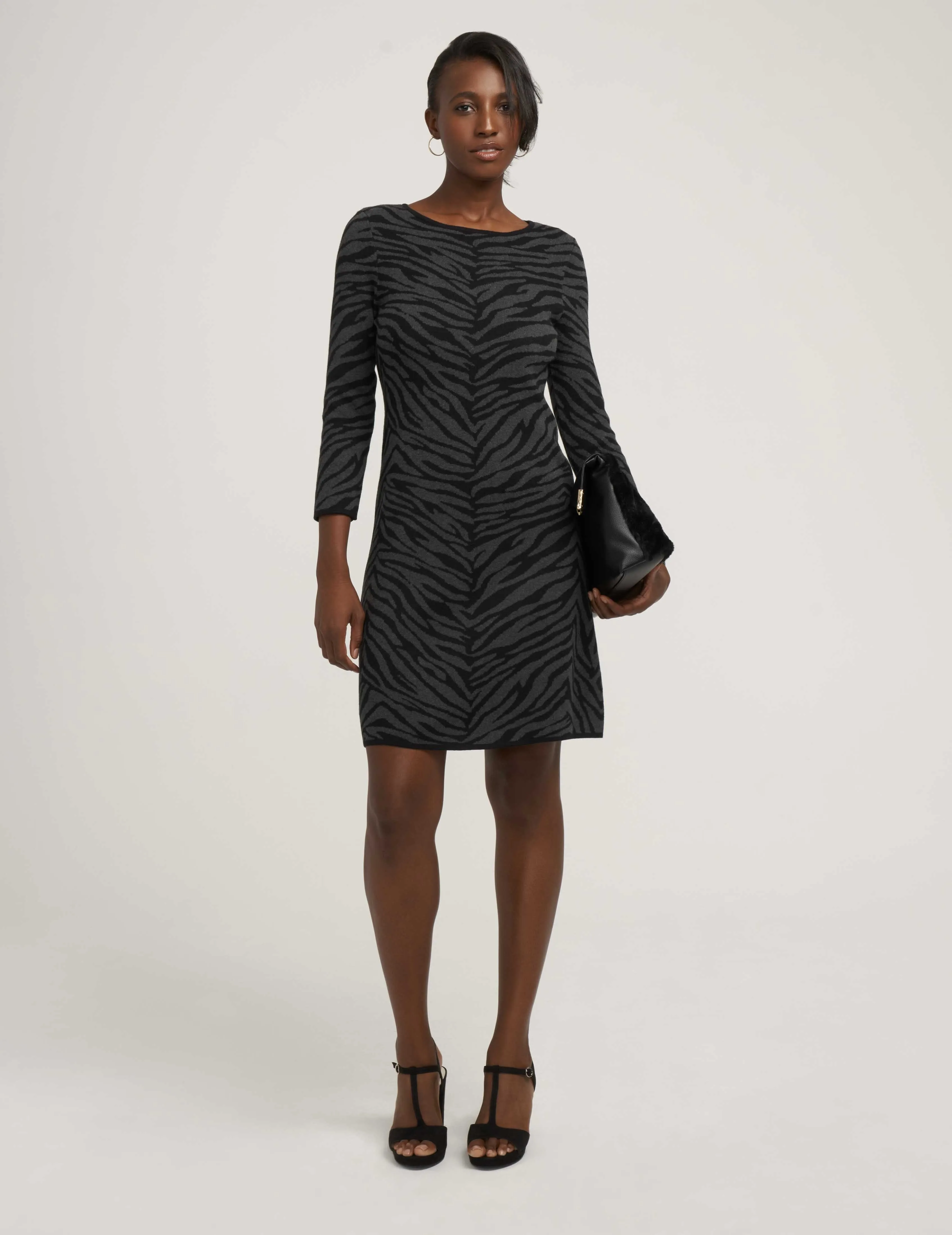 Animal Jacquard Sweater Dress- Sale