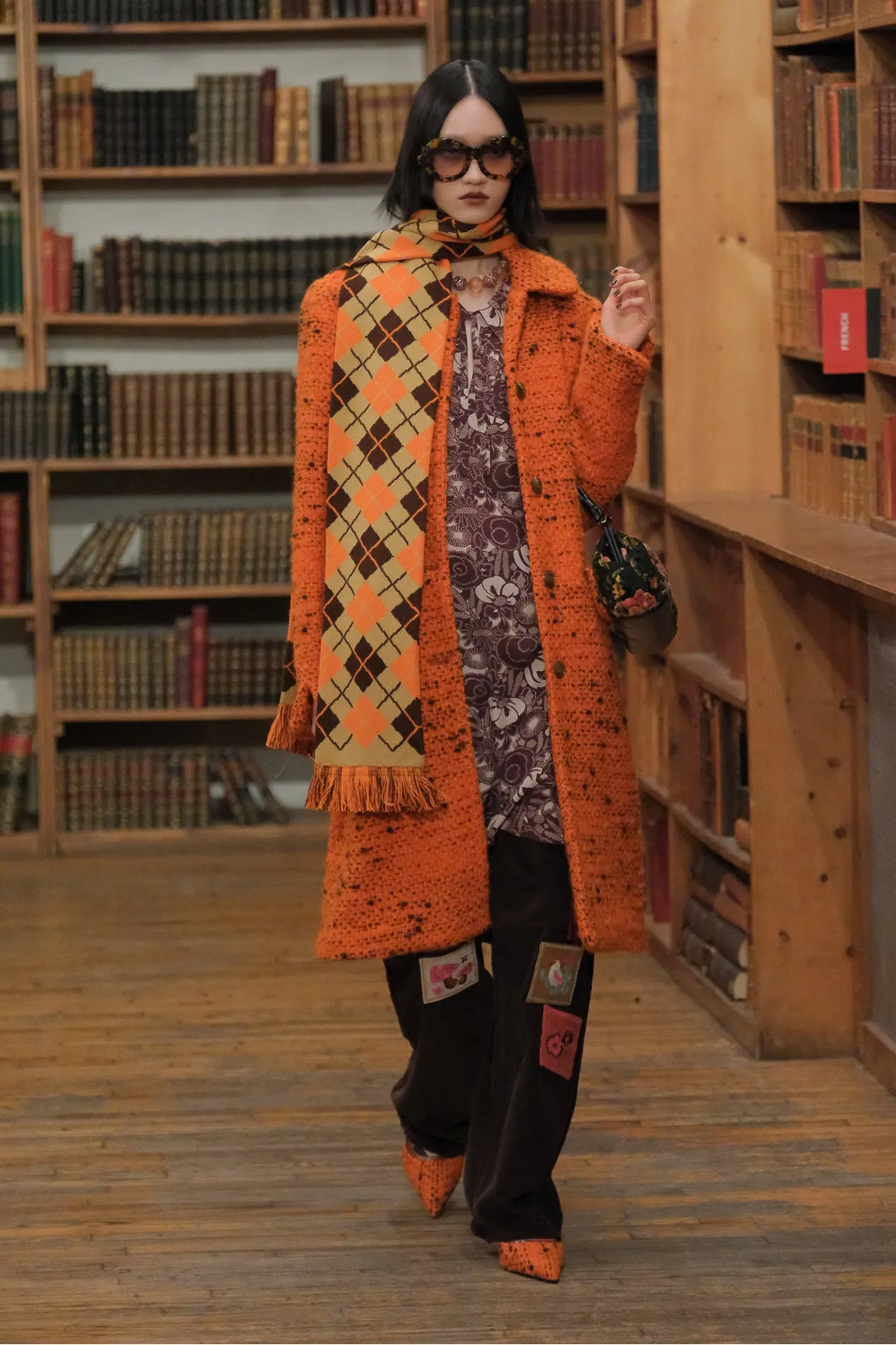 Argyle Long Jacquard Scarf Marmalade