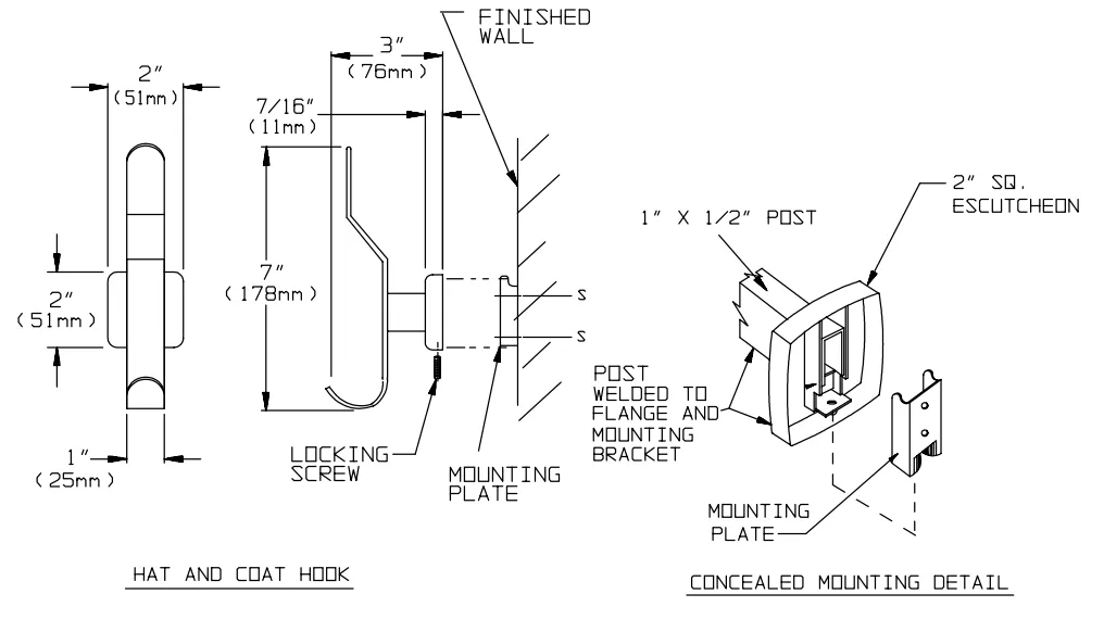 ASI 7382 Stainless Steel Hat and Coat Hook