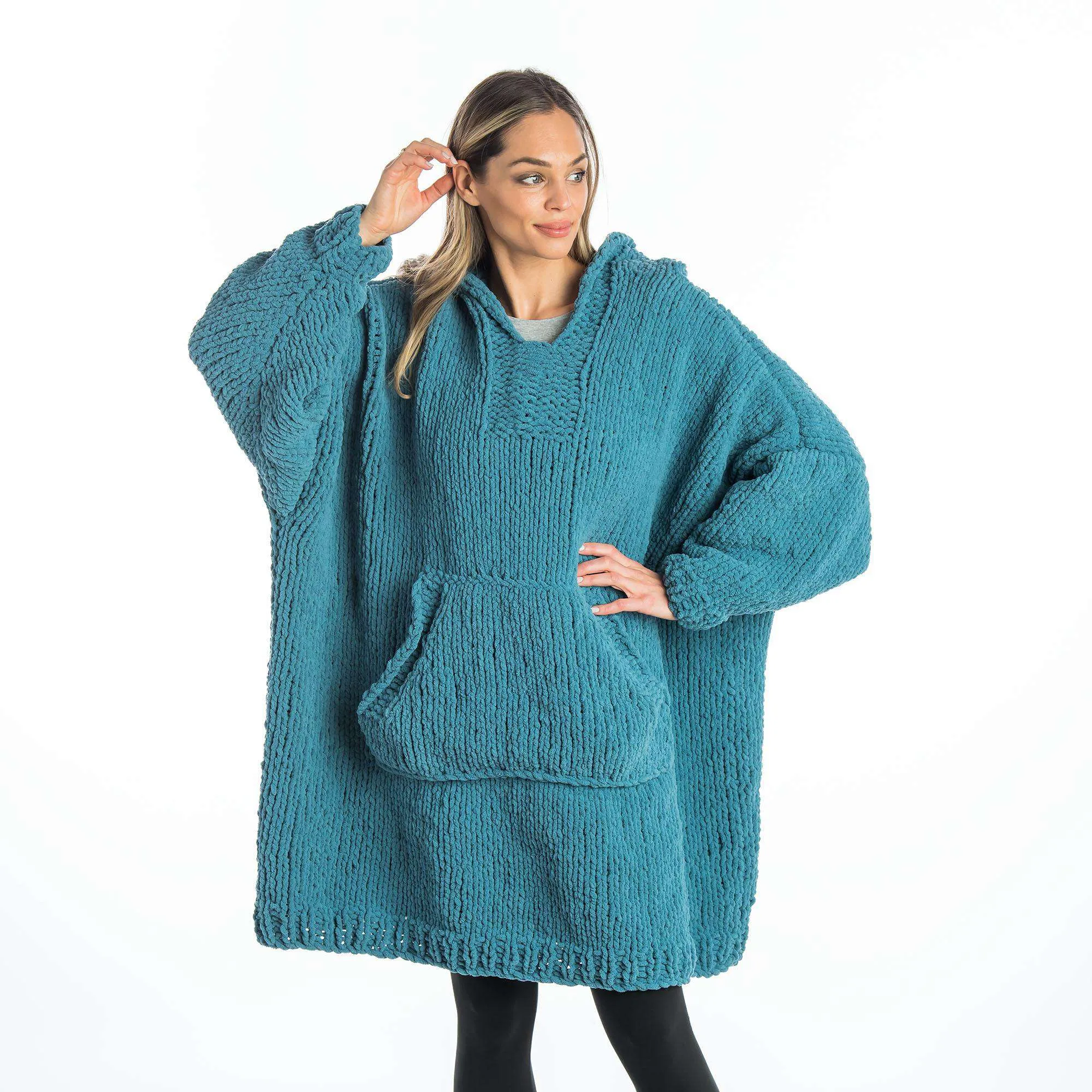 Bernat Lounge Around Knit Blanket Hoodie