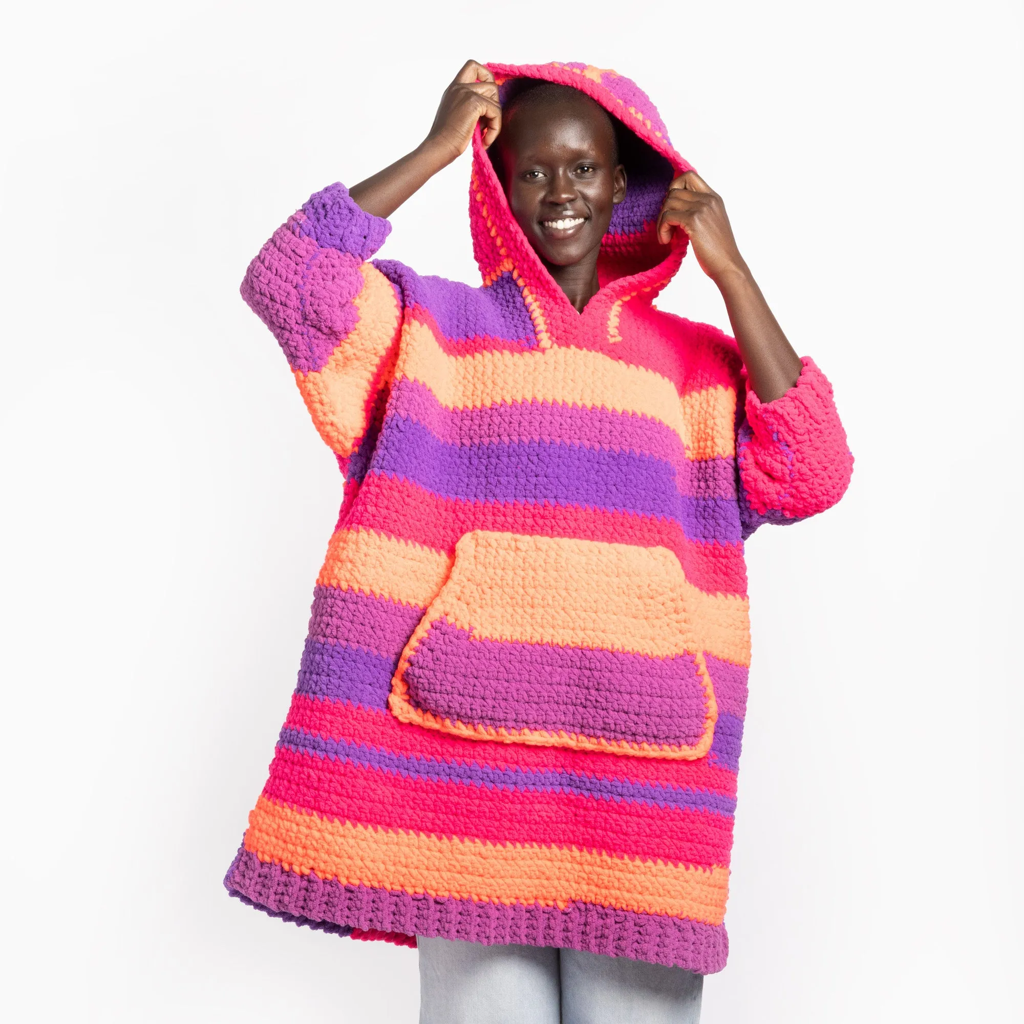 Bernat Supersized Stripy & Snug Crochet Hoodie