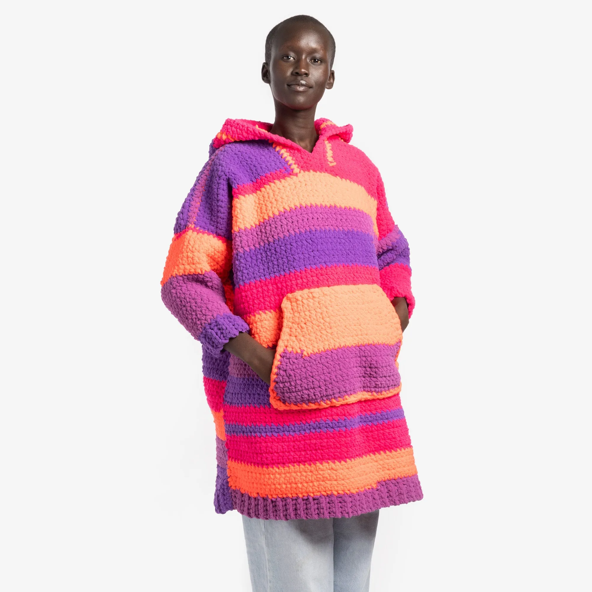 Bernat Supersized Stripy & Snug Crochet Hoodie