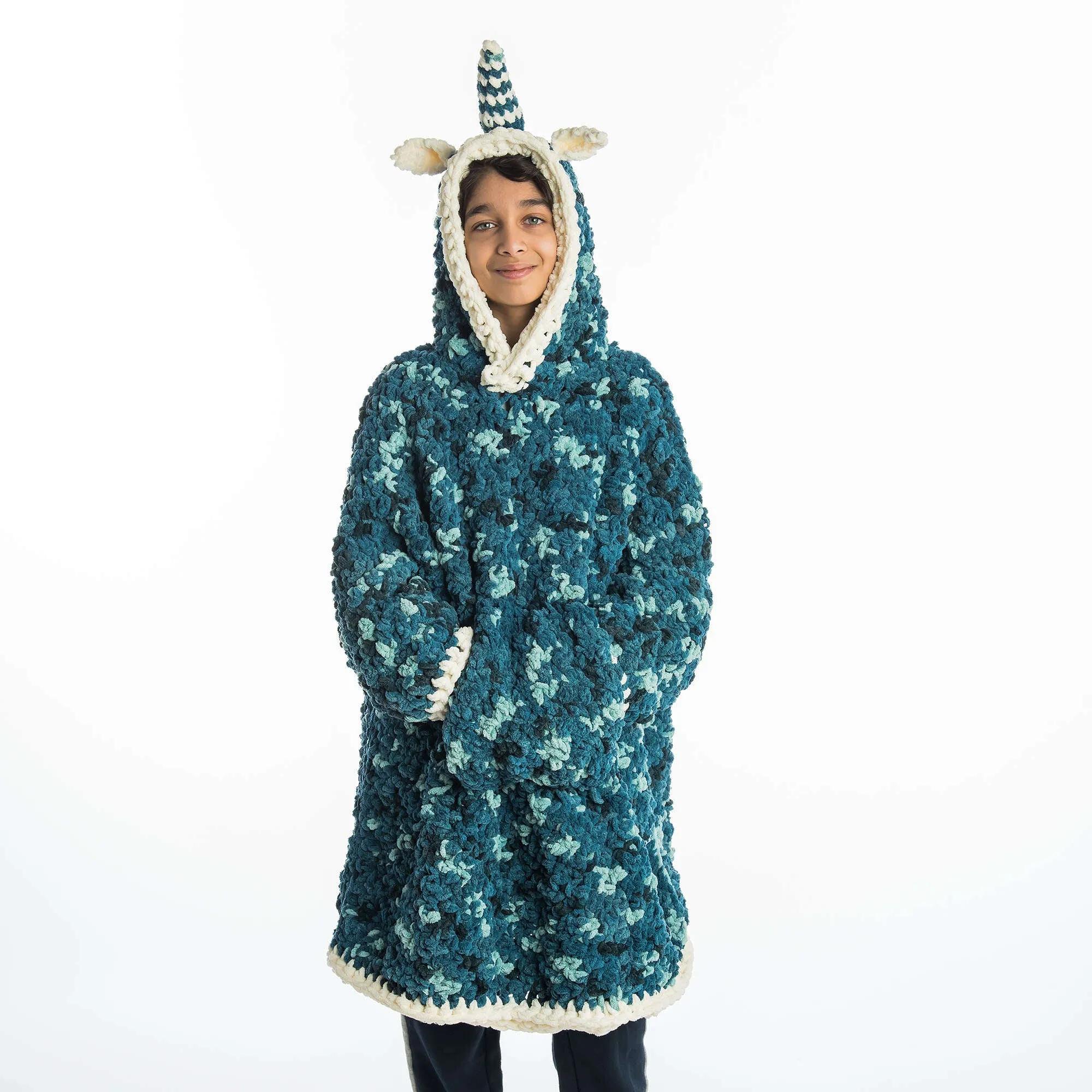 Bernat Unique Unicorn Kids Crochet Blanket Hoodie