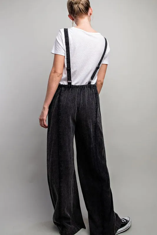 Black Mineral Washed Adjustable Jumpsuit