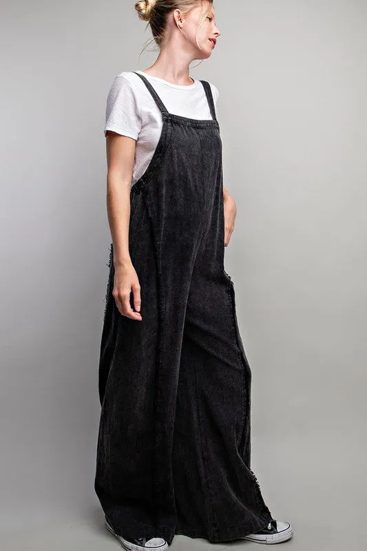 Black Mineral Washed Adjustable Jumpsuit