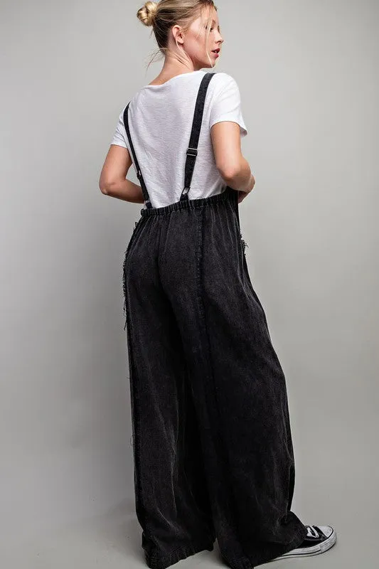 Black Mineral Washed Adjustable Jumpsuit