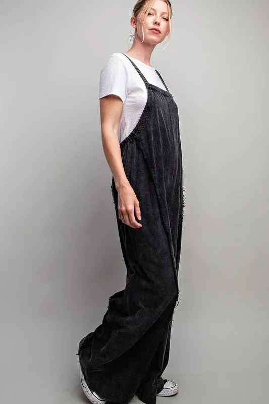 Black Mineral Washed Adjustable Jumpsuit