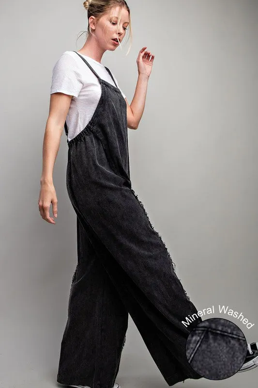 Black Mineral Washed Adjustable Jumpsuit