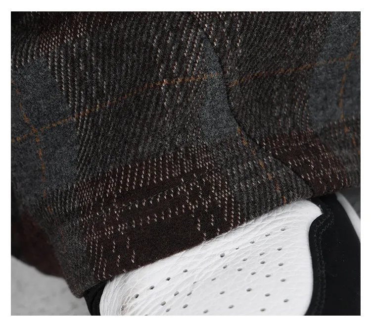 Casual Plaid Wide-Leg Pants & Three-Bar Stitched Design