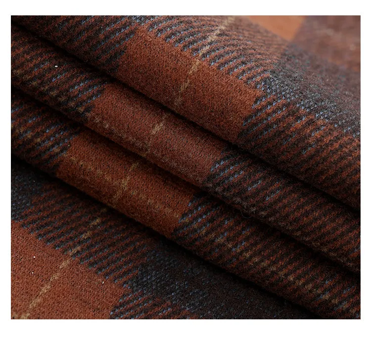 Casual Plaid Wide-Leg Pants & Three-Bar Stitched Design
