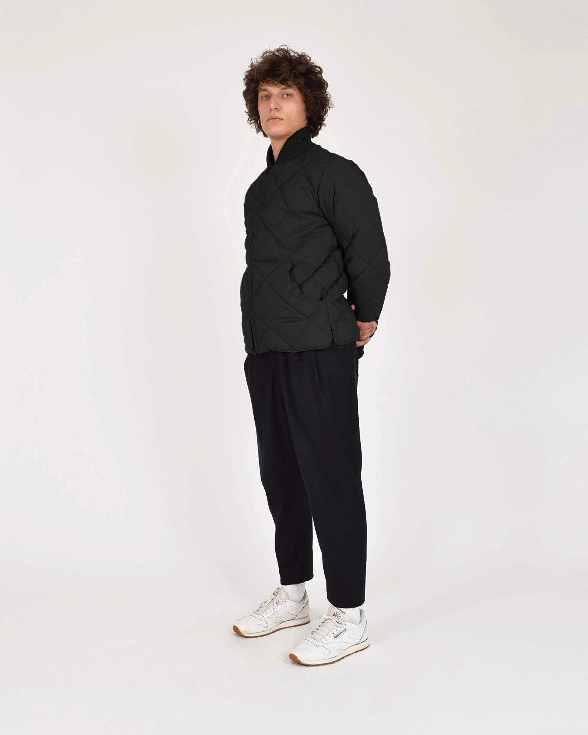 Diagonal Quilt Sweater - Black (Final Sale)