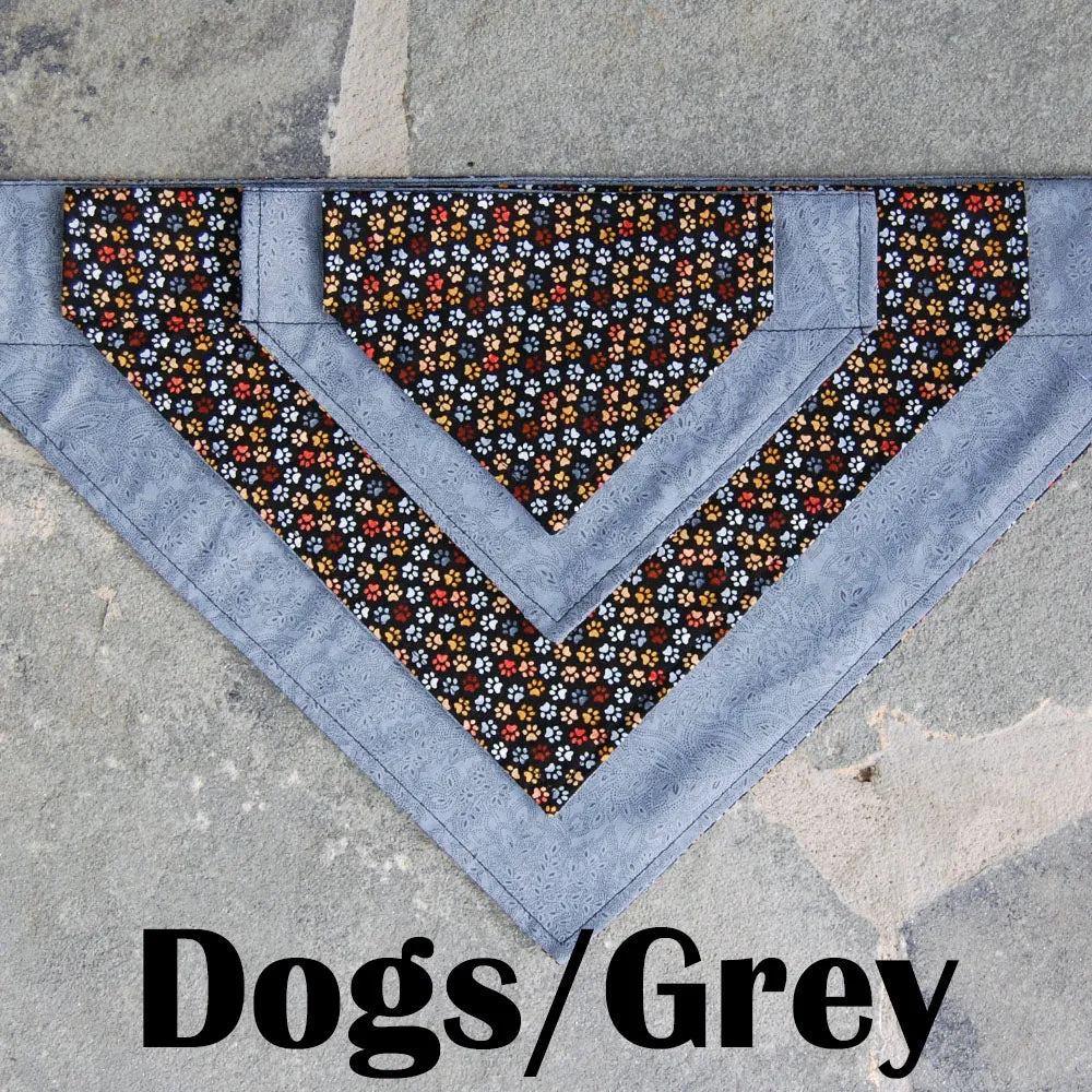 Dog Scarf - Dog Paws/Gray