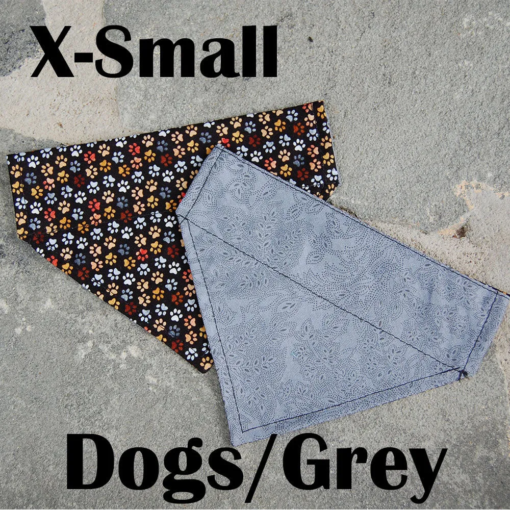 Dog Scarf - Dog Paws/Gray