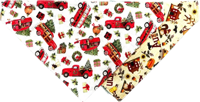 Dog Scarf - Red Truck/Autumn