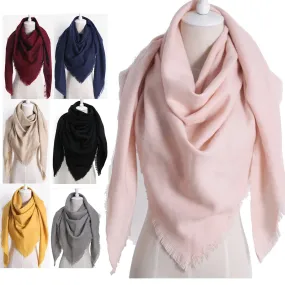 elvesmall New Fashion Winter Warm Triangle Scarf For Women Pashmina Shawl Cashmere Plaid Scarves Blanket Shawls Scarf Female Stole