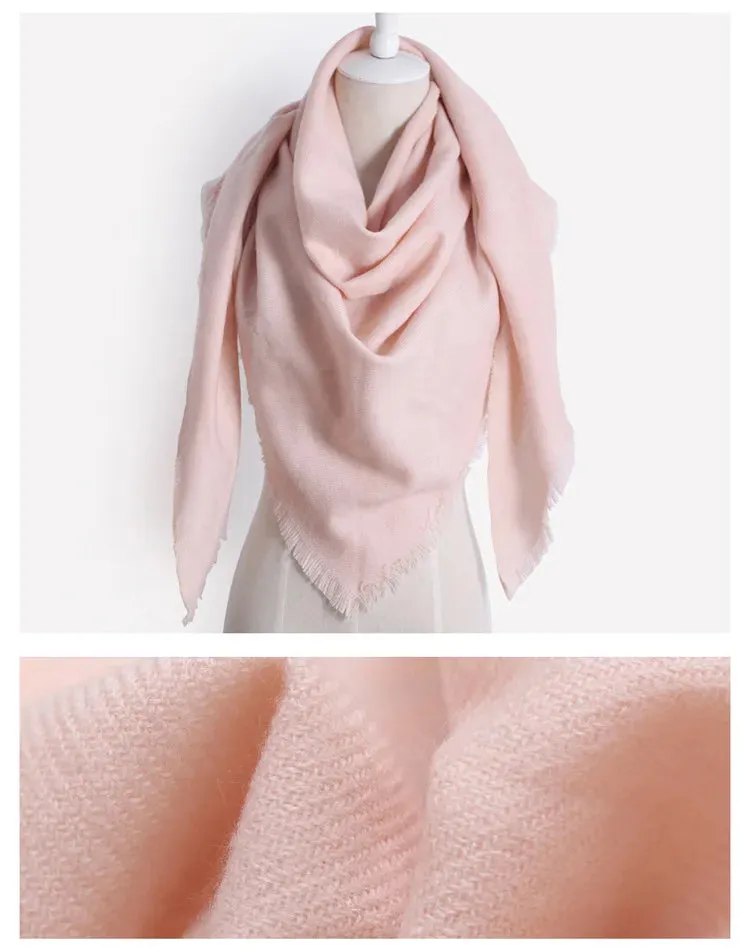 elvesmall New Fashion Winter Warm Triangle Scarf For Women Pashmina Shawl Cashmere Plaid Scarves Blanket Shawls Scarf Female Stole