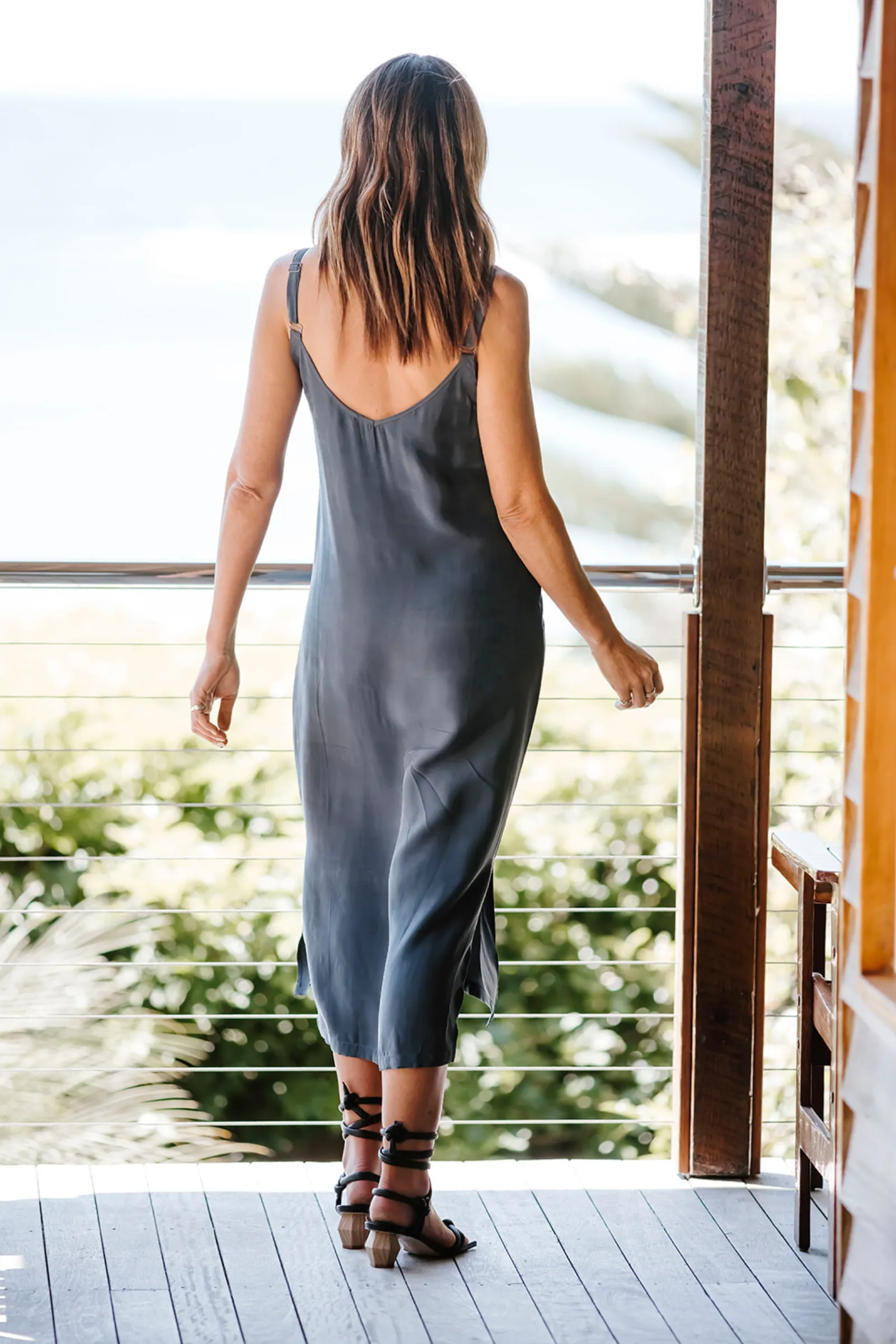 Eva Slip Dress - Steel Blue