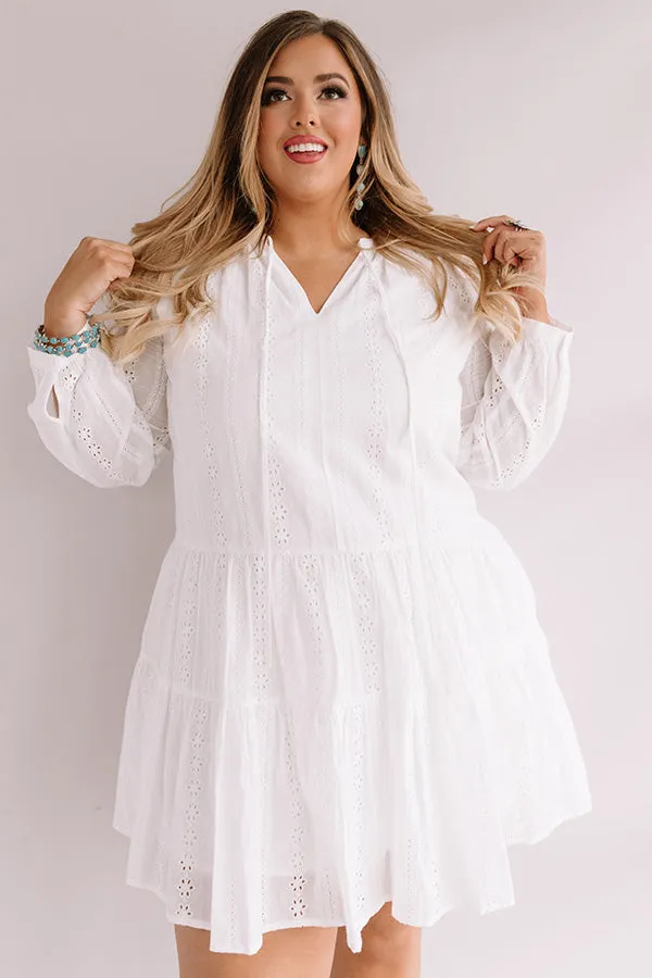 Excited For Paradise Eyelet Dress in White Curves