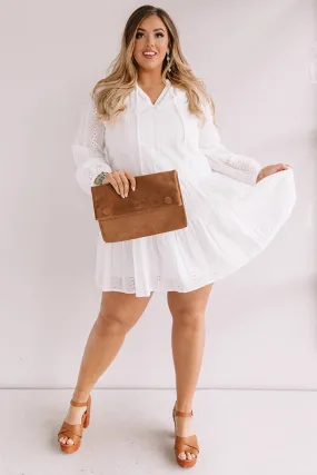 Excited For Paradise Eyelet Dress in White Curves
