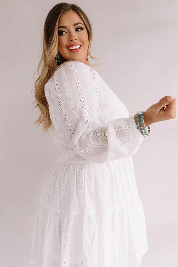 Excited For Paradise Eyelet Dress in White Curves