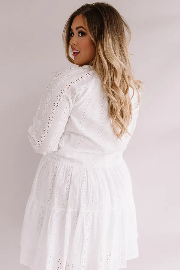 Excited For Paradise Eyelet Dress in White Curves