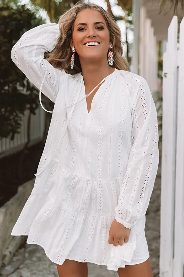 Excited For Paradise Eyelet Dress in White