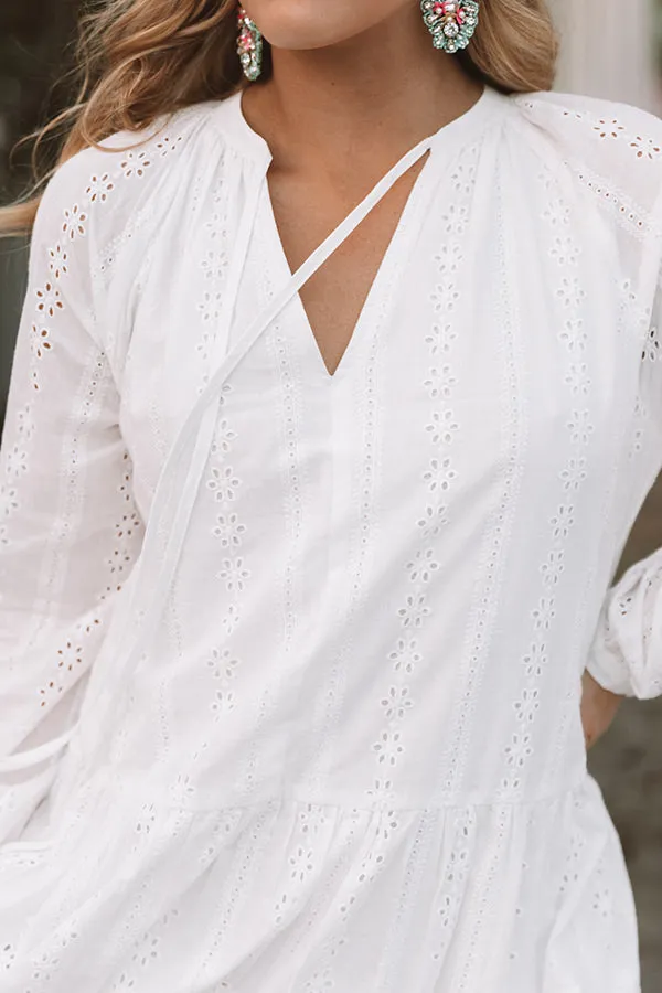 Excited For Paradise Eyelet Dress in White