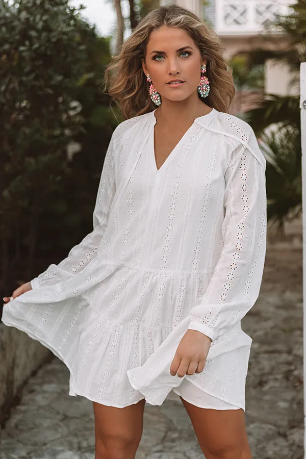 Excited For Paradise Eyelet Dress in White