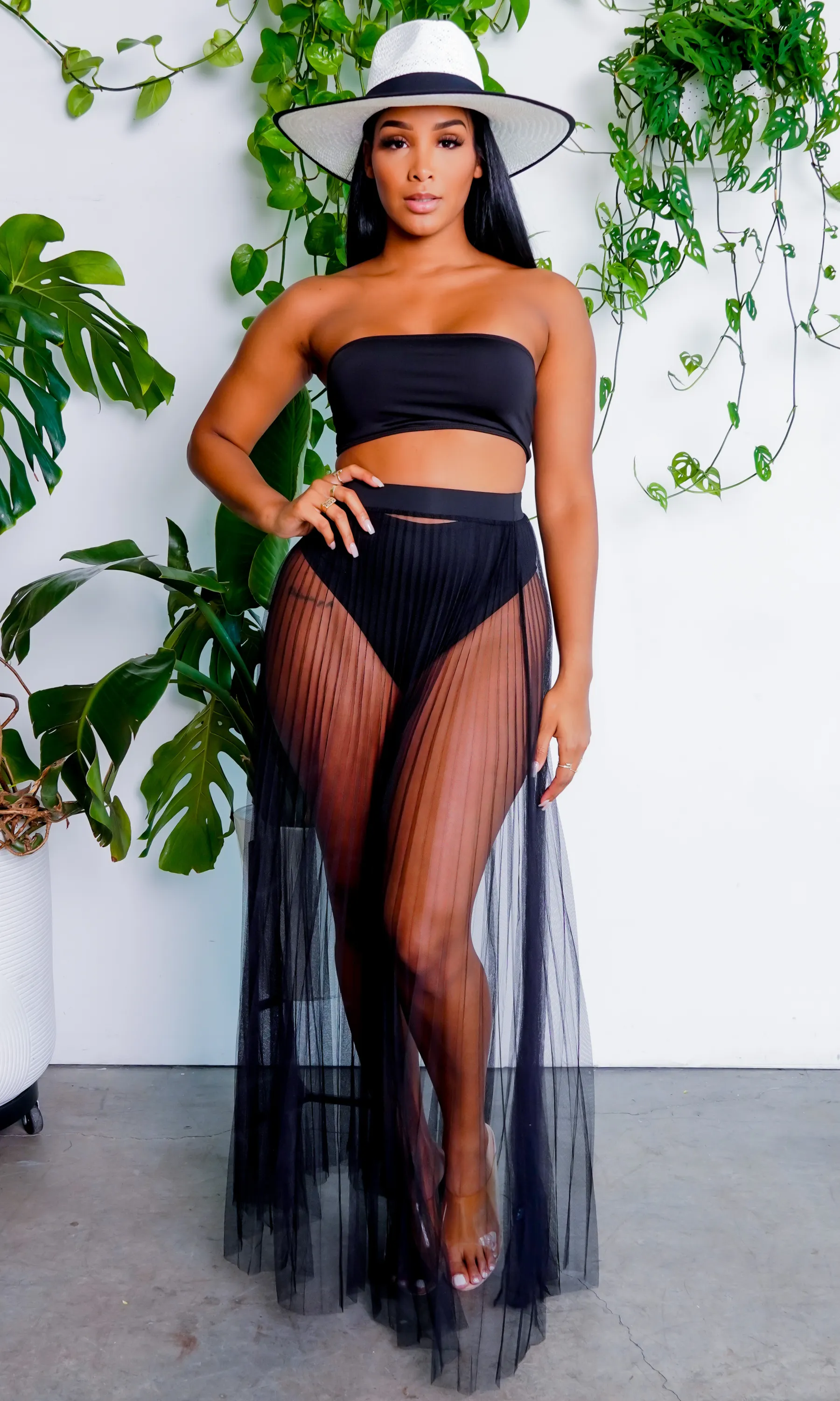 Fun In The Sun | Bandeau Bikini Skirt Set - Black