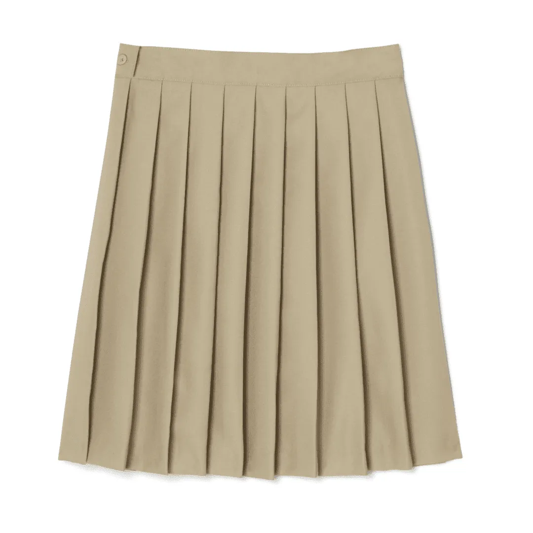 Girl's At the Knee Pleated Skirt - Plus Size - Khaki