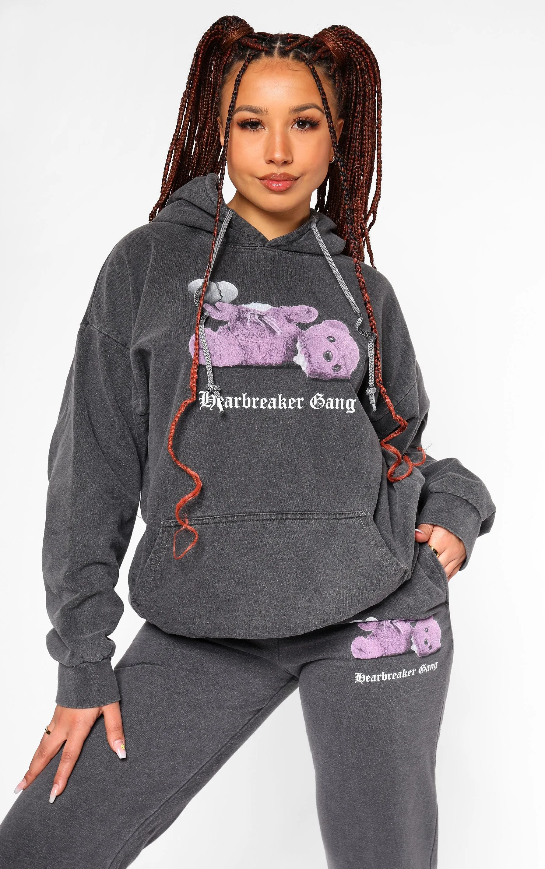 Heartbreaker Gang Teddy Bear 🧸 Charcoal Tracksuit Hoodie & Joggers