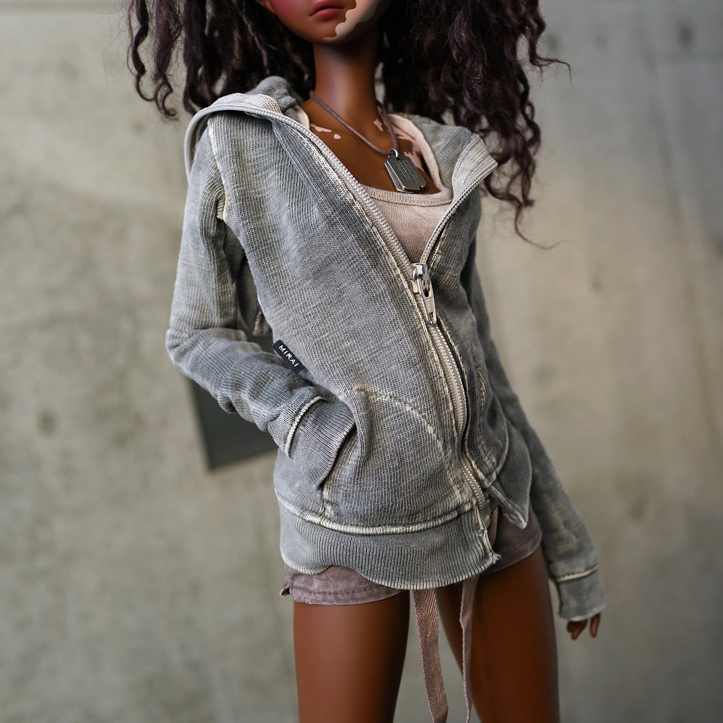 Hooded Zip Cardigan (Ash Gray)