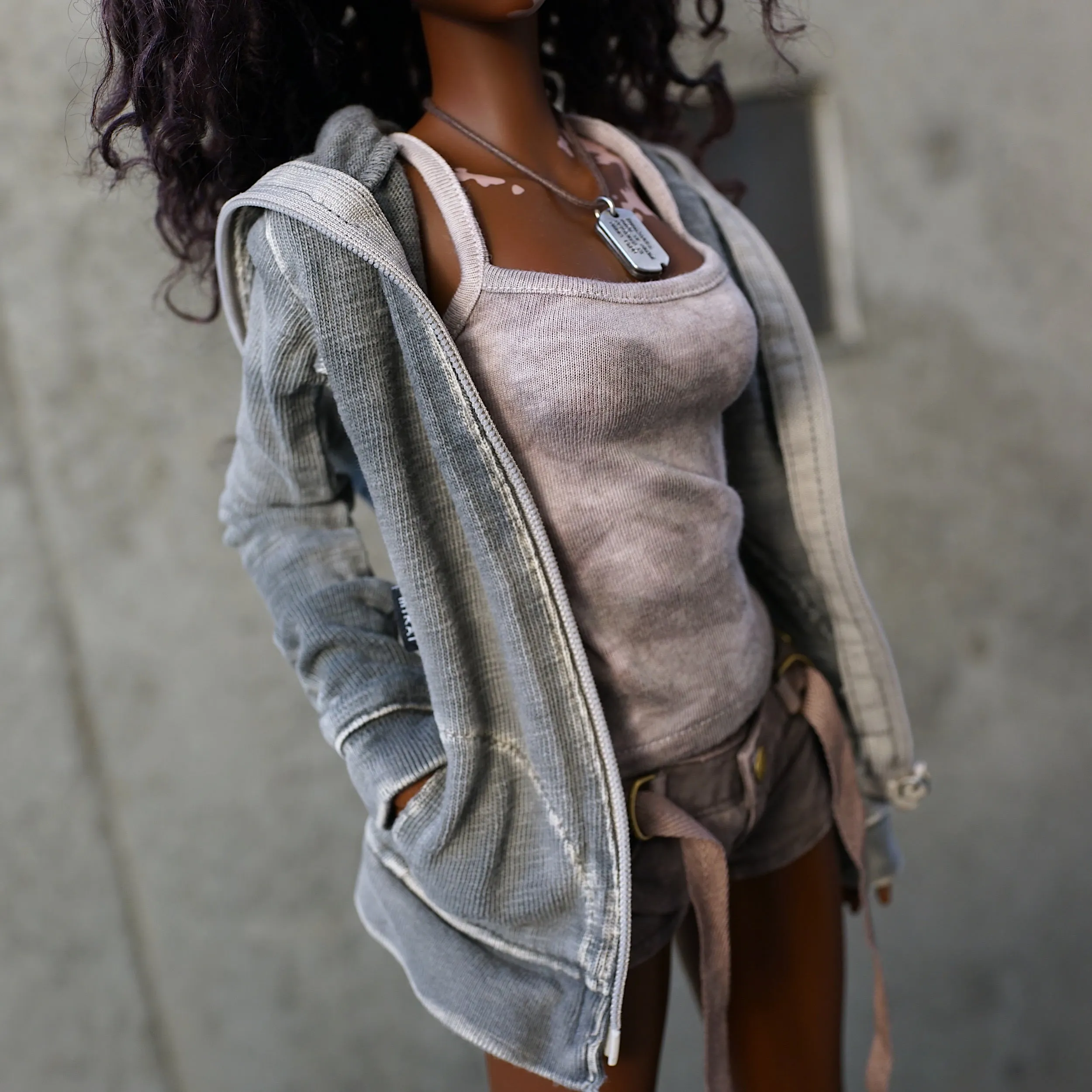 Hooded Zip Cardigan (Ash Gray)