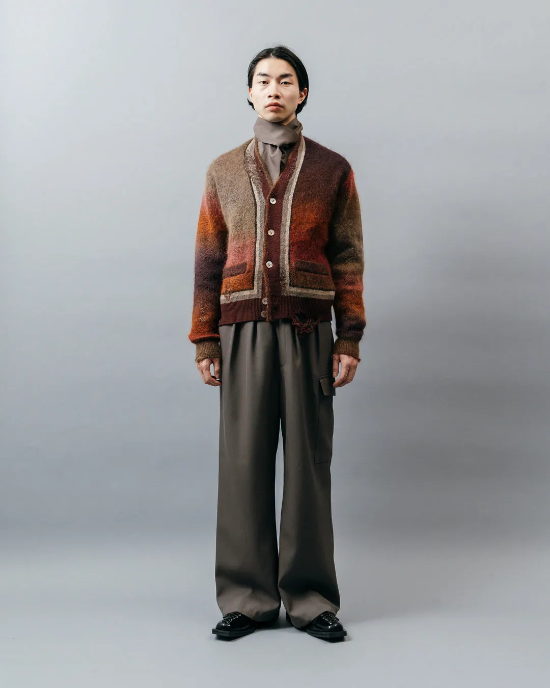 KASURI JACQUARD COMPACT CARDIGAN .10【GARNET】