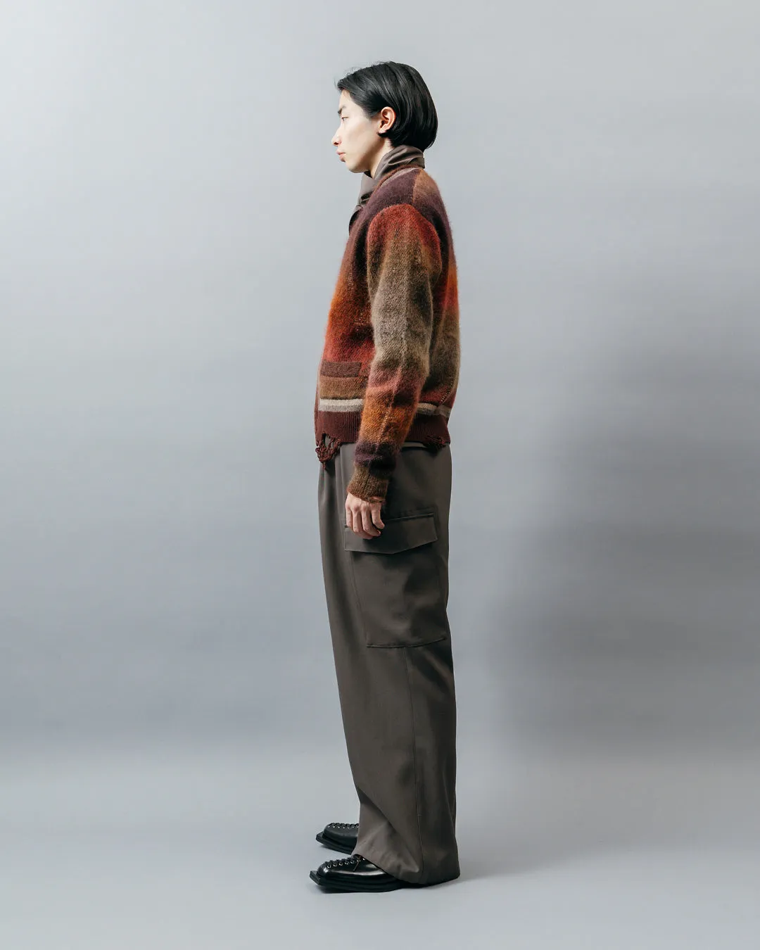 KASURI JACQUARD COMPACT CARDIGAN .10【GARNET】
