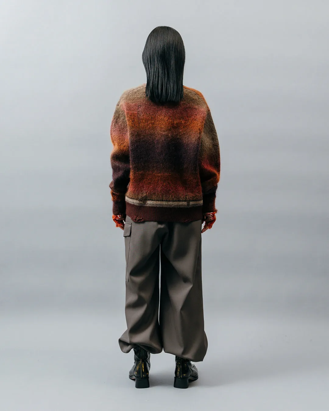 KASURI JACQUARD COMPACT CARDIGAN .10【GARNET】