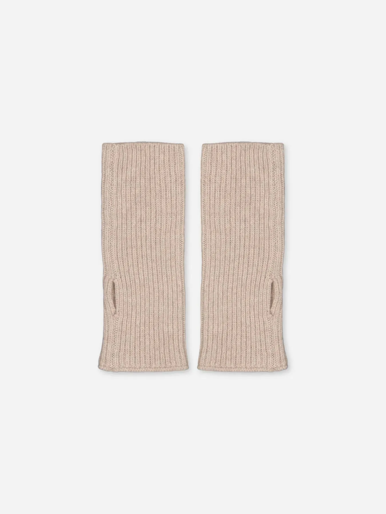 Kids Ribbed Cashmere Hand Warmers Beige