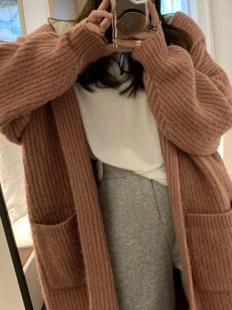 Ladies Solid Color Long Sleeve Shoodie Cardigan SKT4808