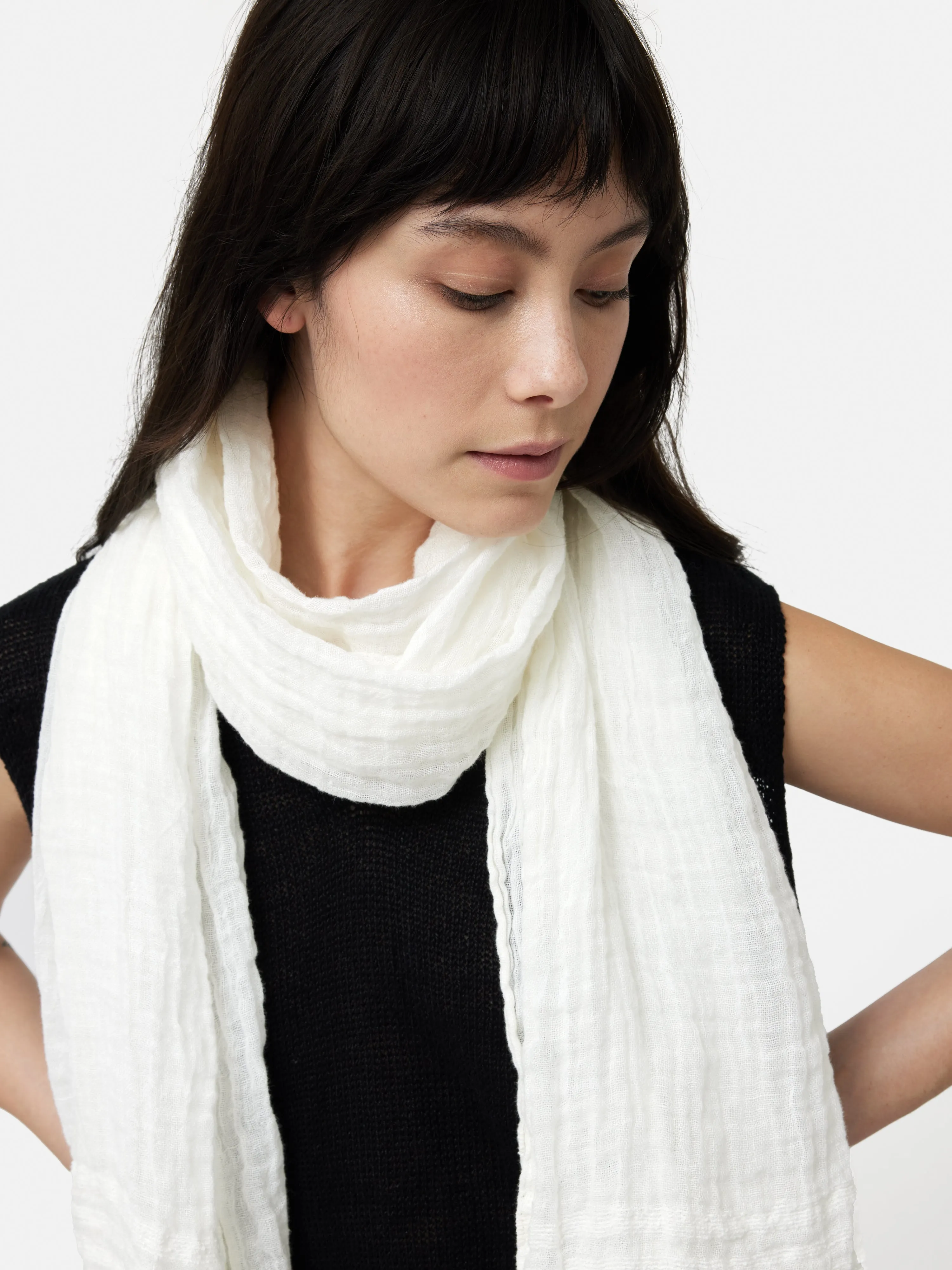 Linen Woven Scarf | White