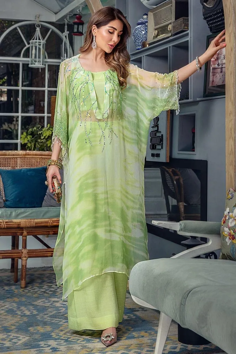 Malook - Sara - Chiffon Long Shirt & Raw Silk Trouser - 1 Piece