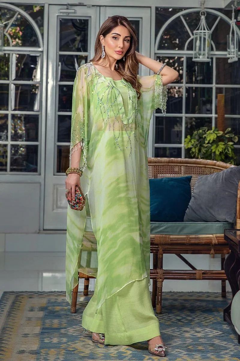 Malook - Sara - Chiffon Long Shirt & Raw Silk Trouser - 1 Piece