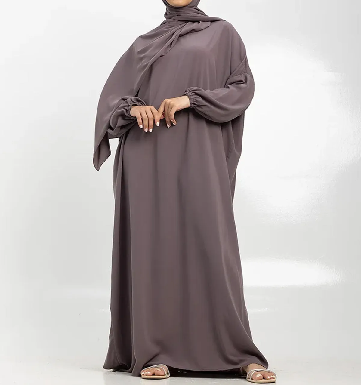 Mauve Instant Hijab Abaya