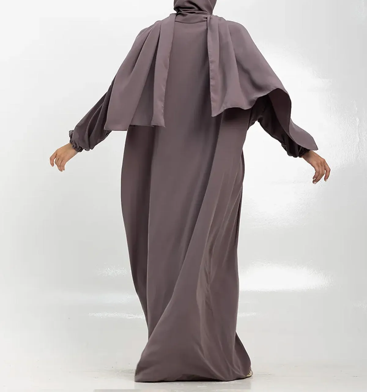 Mauve Instant Hijab Abaya